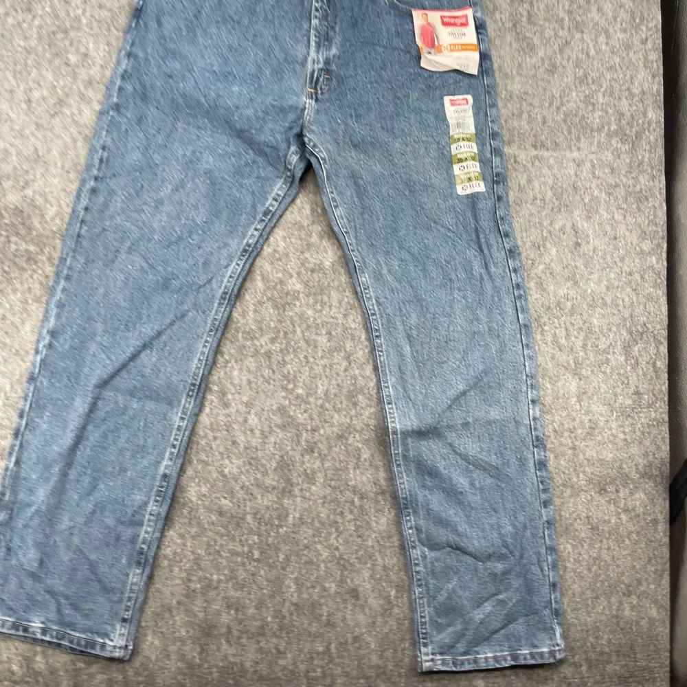 Wrangler Jeans Mens 35x32 Five Star Premium Regular Fit Flex Medium Wash Blue